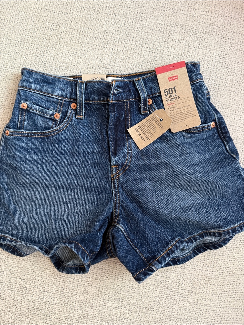 Levi's Dark Blue High-Rise Denim Shorts
